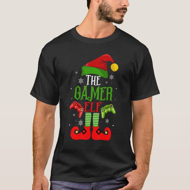 Camiseta The Gamer Elf Family Matching Christmas Pajama Hap (Frente)