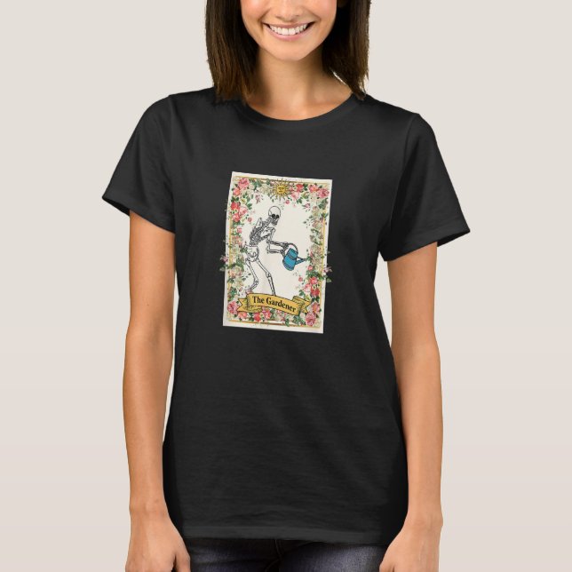 Camiseta The Gardener Tarot Card Skeleton Plant Lady Garden (Frente)