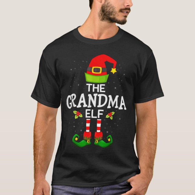 Camiseta The Grandma Elf Christmas Family Matching Pajama  (Frente)