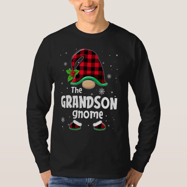 Camiseta The Grandson Gnome Buffalo Plaid Christmas Matchin (Frente)