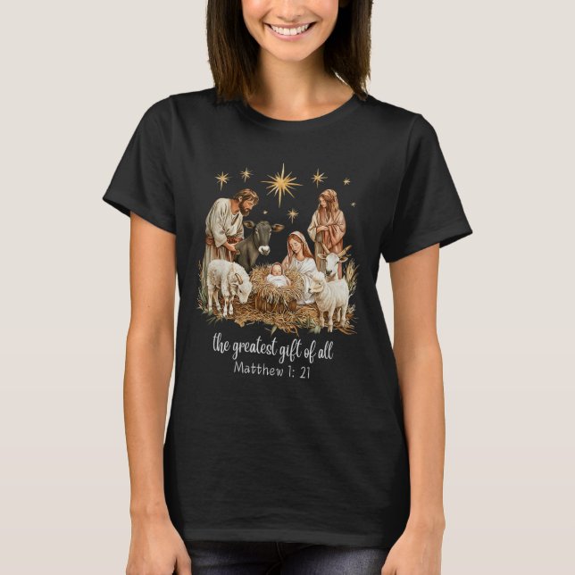 Camiseta The Greatest For All Christmas Nativity Jesus Chri (Frente)