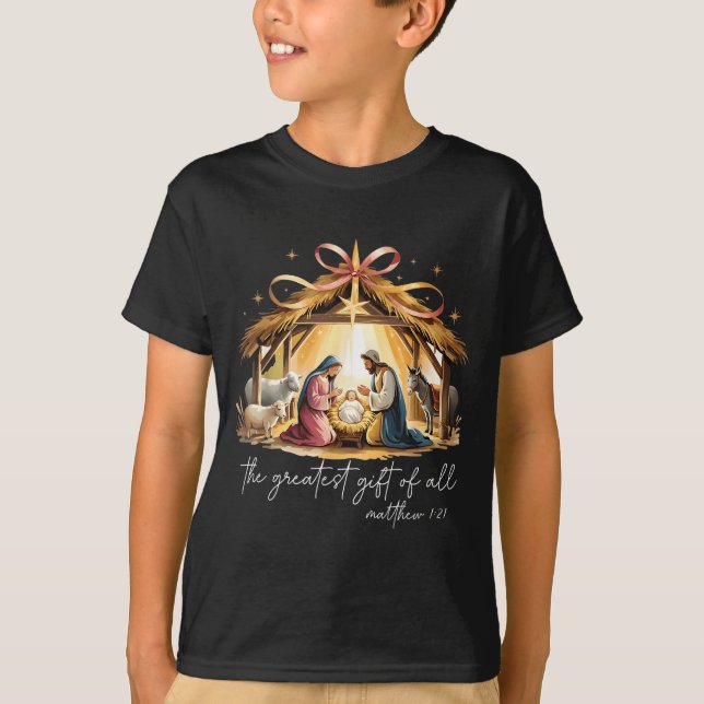 Camiseta The Greatest Gift Of All Christmas Jesus Christian (Frente)