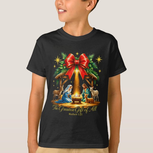 Camiseta The Greatest Gift Of All Nativity Christian Christ (Frente)