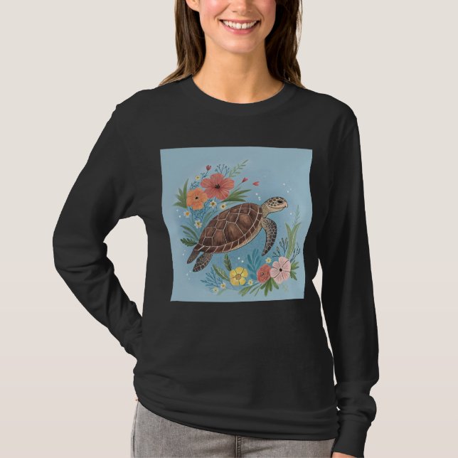 Camiseta The illustration of a sea turtle (Frente)