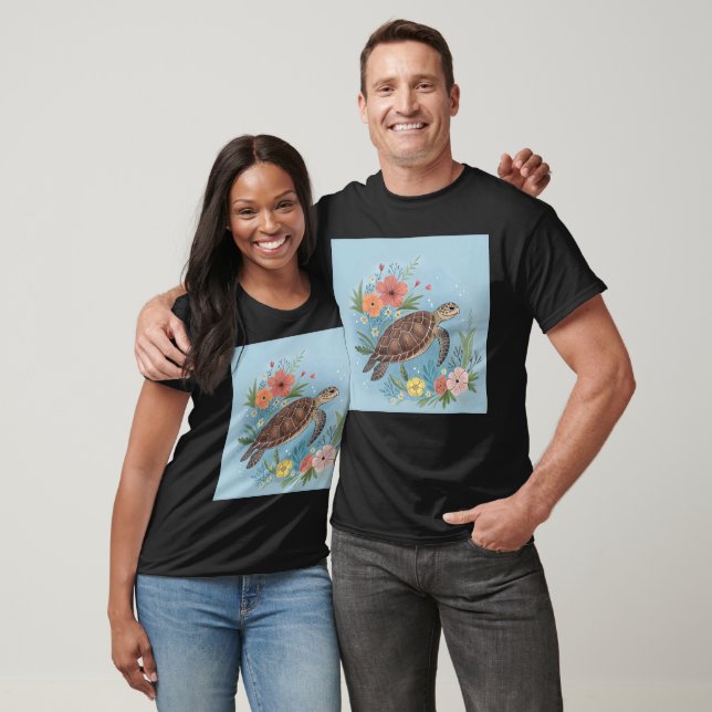 Camiseta The illustration of a sea turtle (Unissex)