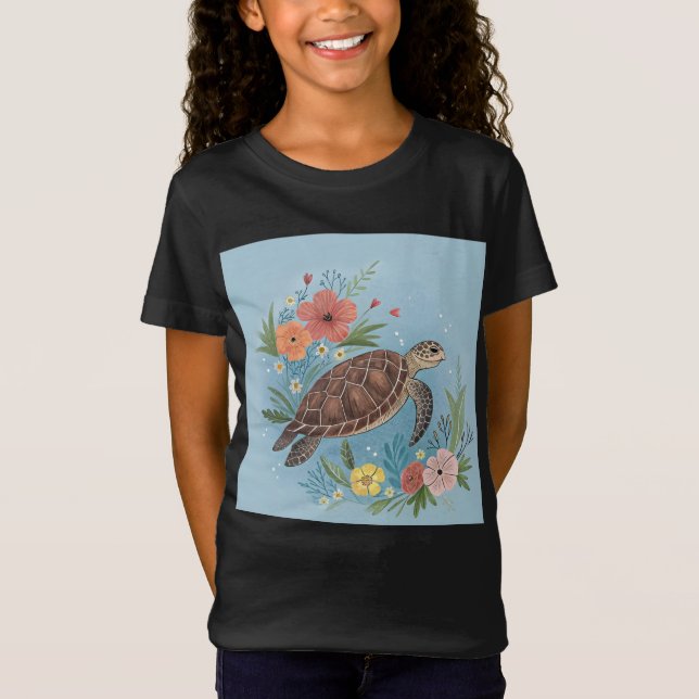 Camiseta The illustration of a sea turtle (Frente)