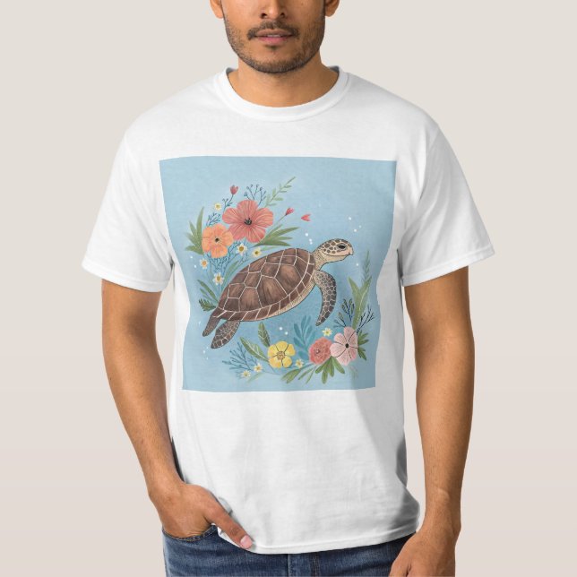 Camiseta The illustration of a sea turtle (Frente)
