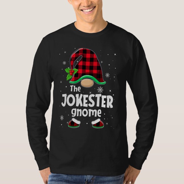 Camiseta The Jokester Gnome Buffalo Plaid Christmas Matchin (Frente)