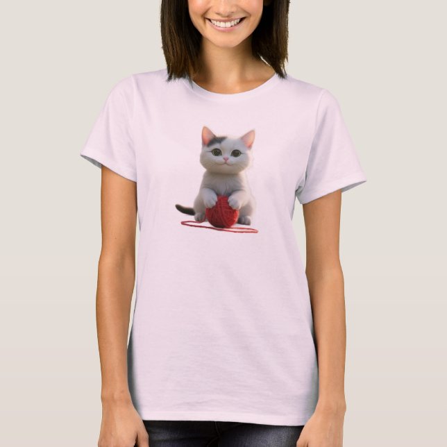 Camiseta The Kitten and the Red Yarn (Frente)