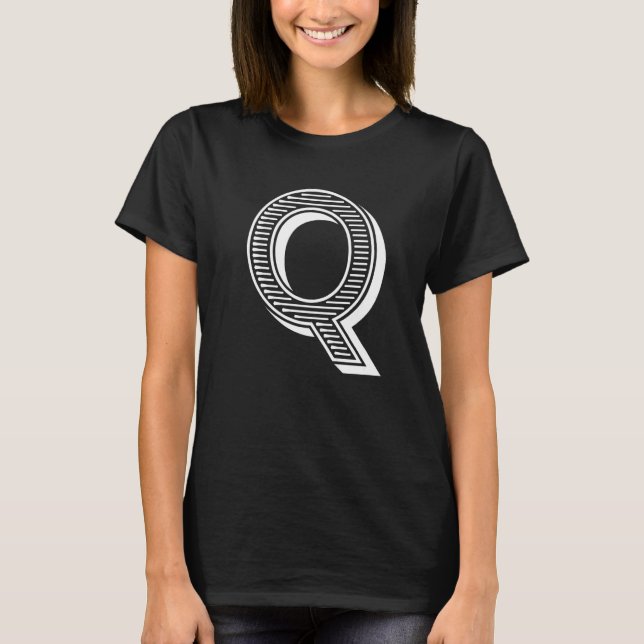 Camiseta The Letter Q Fun Big and Bold for Events Family Te (Frente)