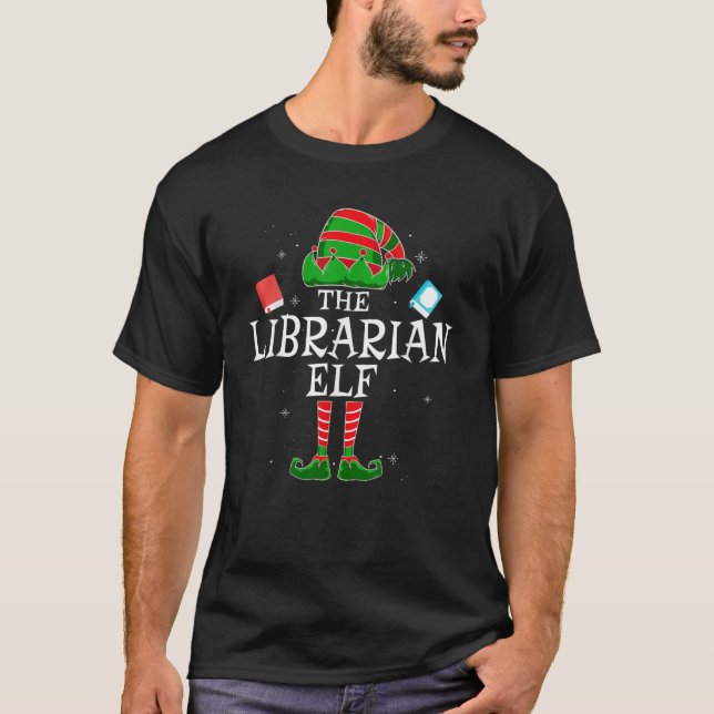 Camiseta The Librarian Elf Group Matching Family Christmas  (Frente)