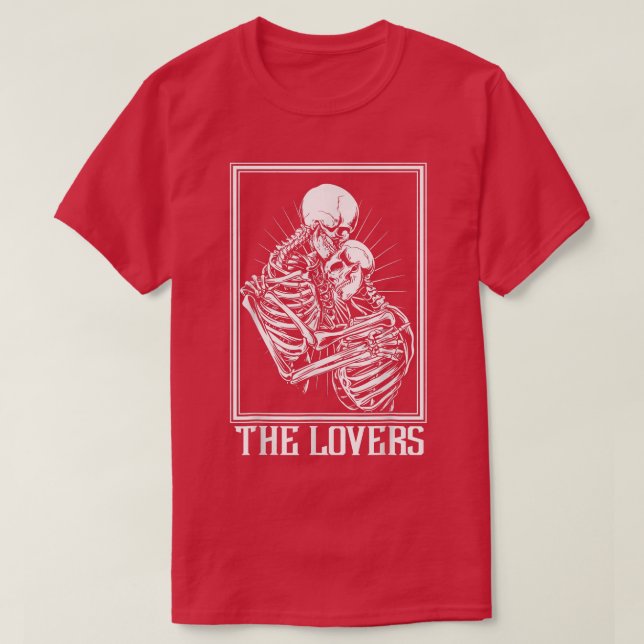 Camiseta The Lovers Skeleton Tarot Card Gothic Witch Occult (Frente do Design)