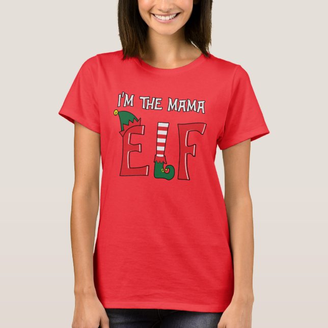 Camiseta The Mama Elf Family Matching Christmas Pajamas (Frente)