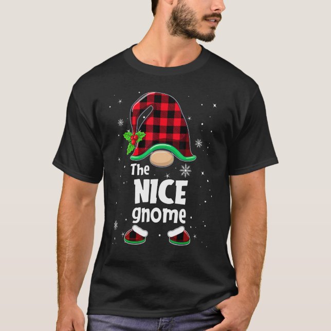 Camiseta The Nice Gnome Buffalo Plaid Christmas Matching Fa (Frente)