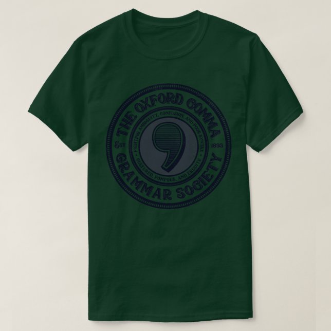 Camiseta The Oxford Comma Grammar Society (Frente do Design)