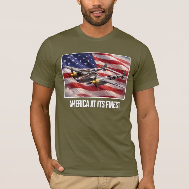 Camiseta The P-38 Lightning - America at its Finest (Frente)