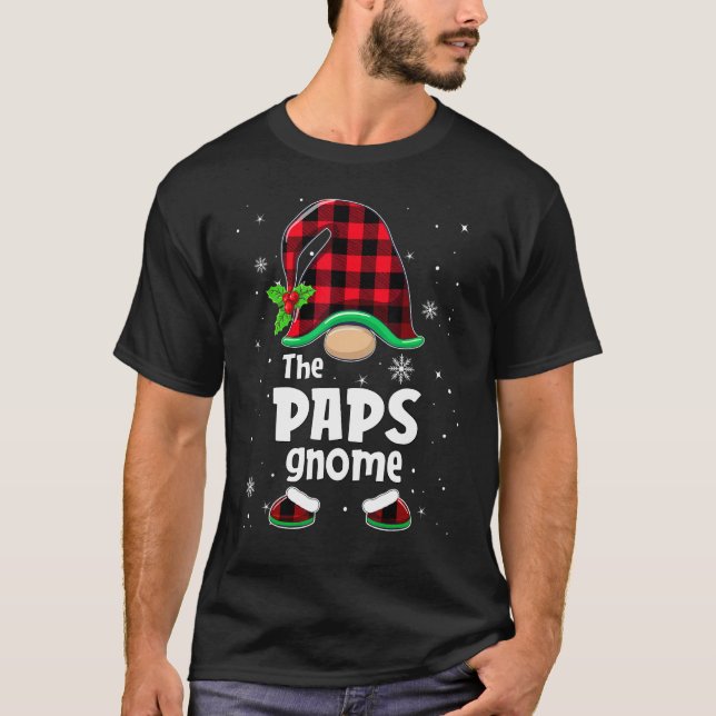 Camiseta The Paps Gnome Buffalo Plaid Christmas Matching Fa (Frente)