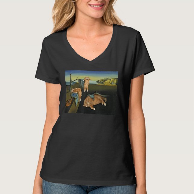 Camiseta The Persistence of Memory Cat  Painting (Frente)