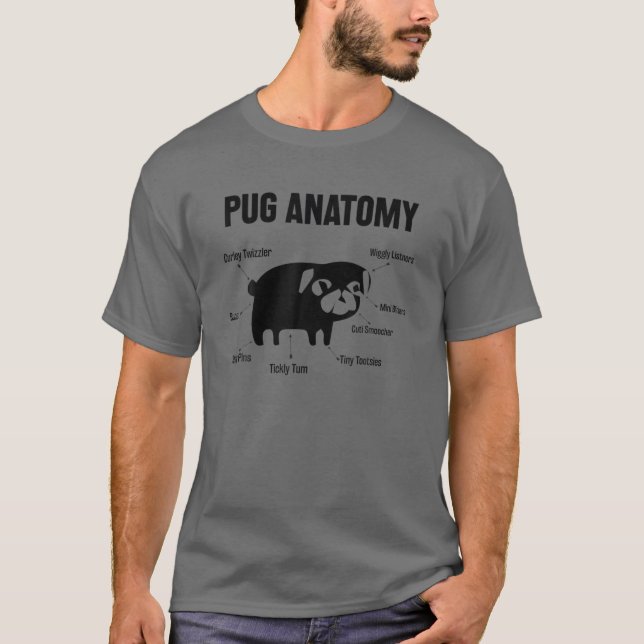 Camiseta The Pug Anatomy Funny Pug Gift (Frente)