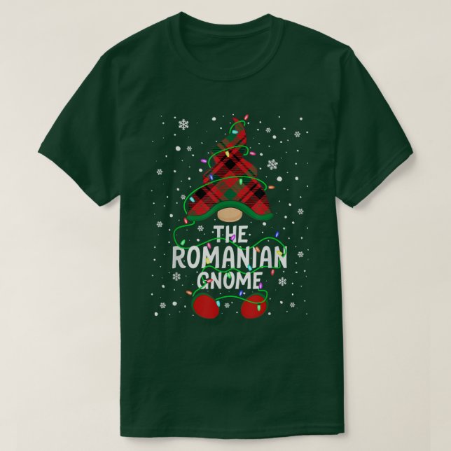 Camiseta The Romanian Gnome Family Matching Group Xmas Ligh (Frente do Design)