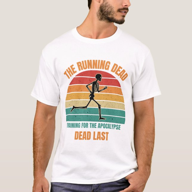 Camiseta The Running Dead - Funny Skeleton Running Dad Retr (Frente)