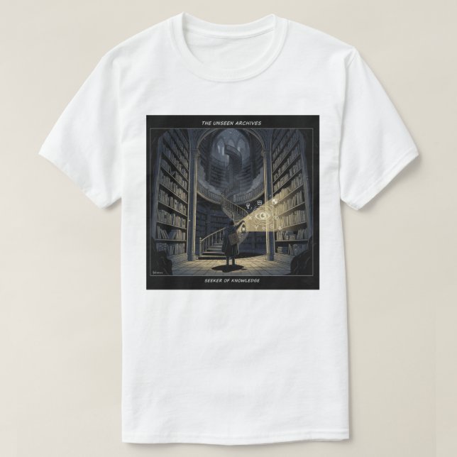Camiseta The Scout and the Forbidden Library (Frente do Design)