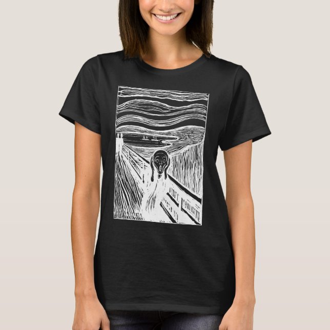 Camiseta The Scream by Edvard Munch – White Line Art  (Frente)