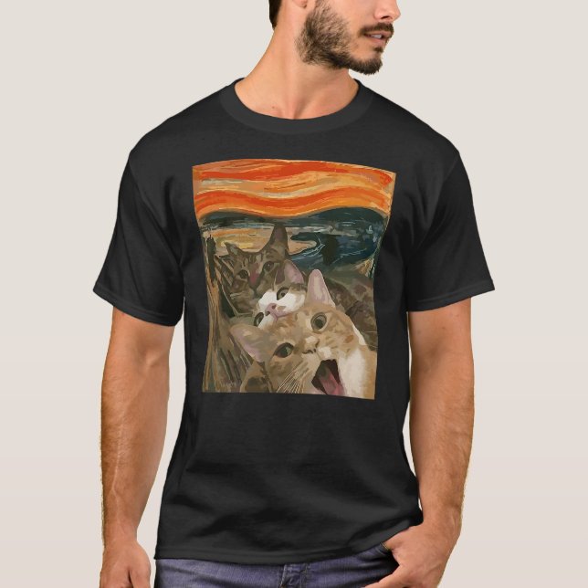 Camiseta The Scream Cat By Edvard Munch Famous Painting Fun (Frente)