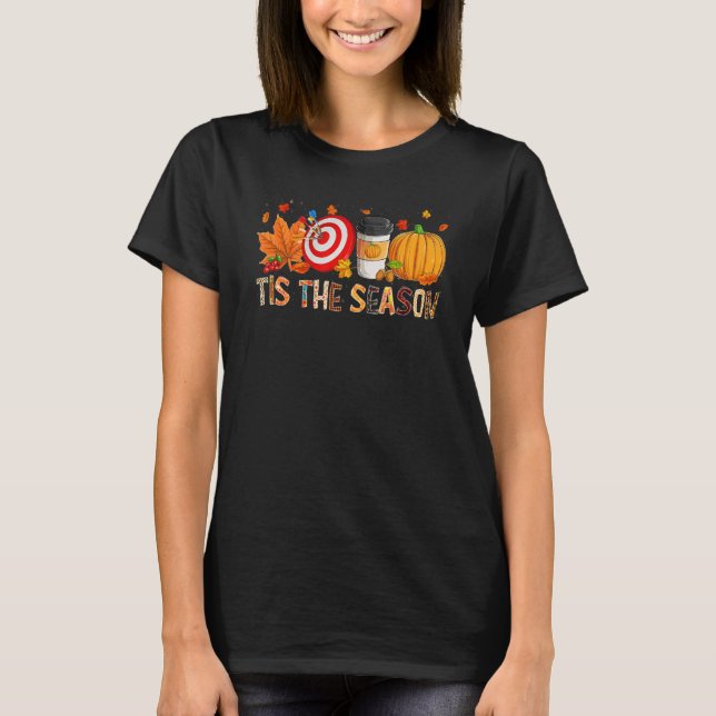 Camiseta The Season Leopard Pumpkin Darts Halloween Fall Le (Frente)