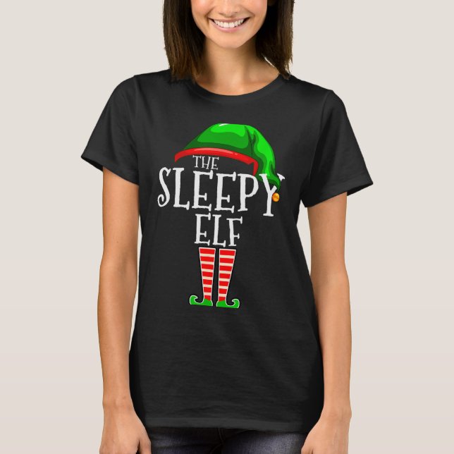 Camiseta The Sleepy Elf Group Matching Family Christmas Gif (Frente)