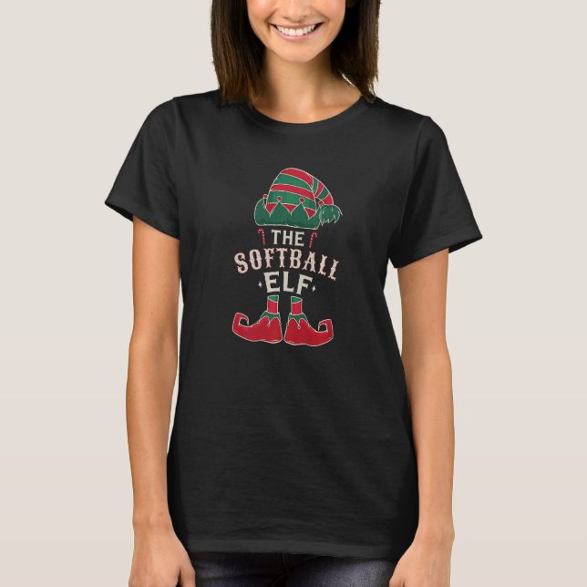 Camiseta The Softball Elf Cute Ugly Christmas Sweater Famil (Frente)