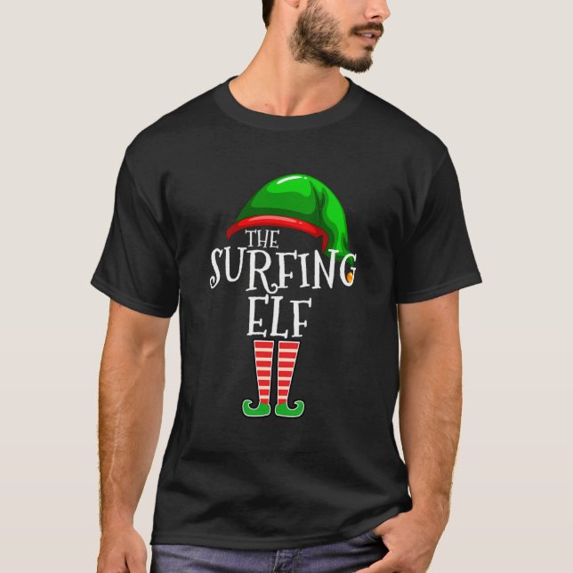 Camiseta The Surfing Elf Group Matching Family Christmas Gi (Frente)