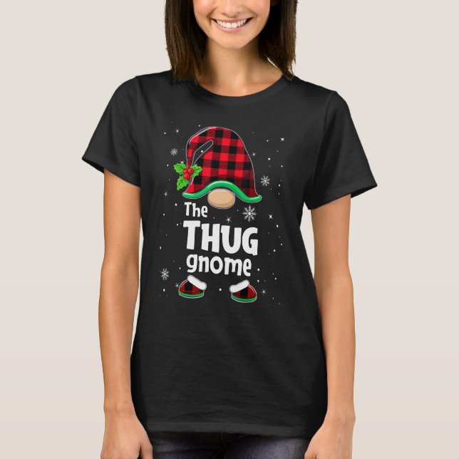 Camiseta The Thug Gnome Buffalo Plaid Christmas Matching Fa (Frente)