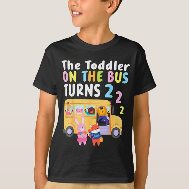 Camiseta The Toddler On The Bus Turns Two Years Cute Animal (Frente)