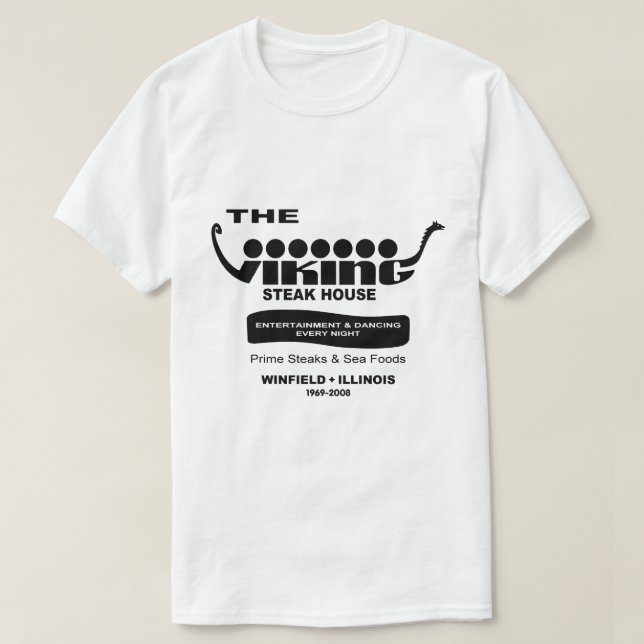 Camiseta The Viking Steak House, Winfield, IL (1969-2008) (Frente do Design)