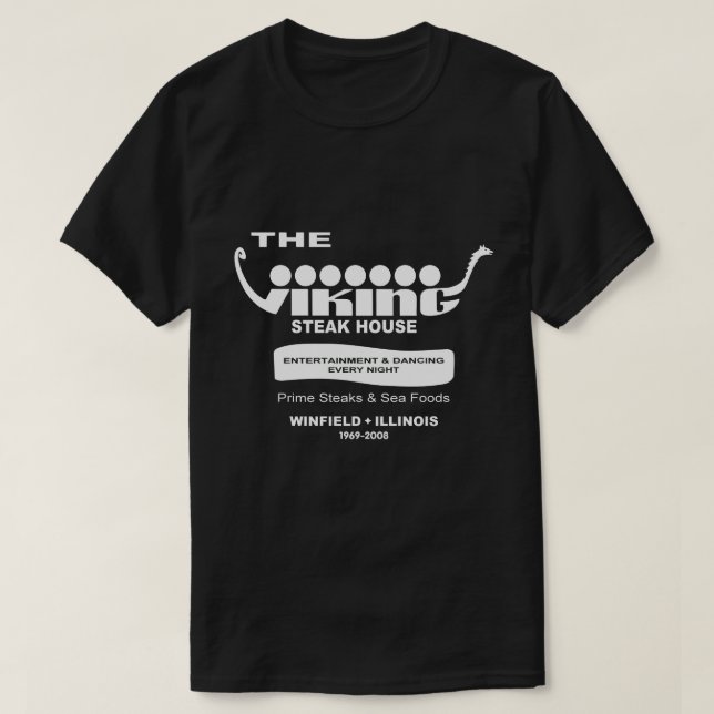Camiseta The Viking Steak House, Winfield, IL (1969-2008) (Frente do Design)