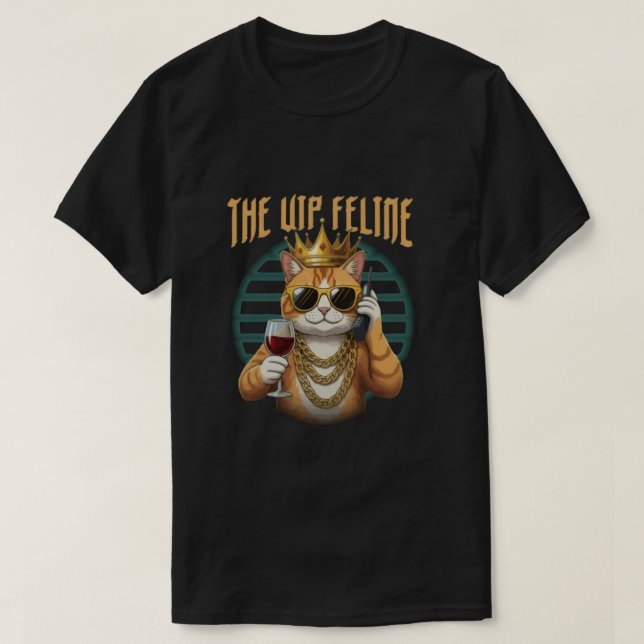 Camiseta The VIP Feline – Funny Cat Royalty T-Shirt (Frente do Design)
