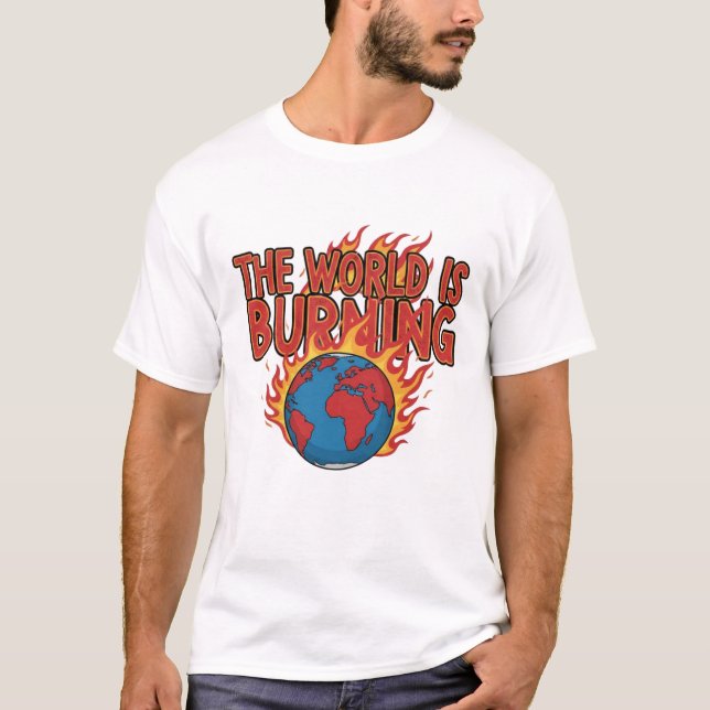 Camiseta THE WORLD IS BURNING - Global Crisis Grunge Tee (Frente)