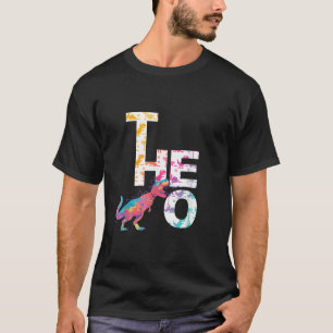 Camiseta Theo Legal Boys Name com dinossauros coloridos