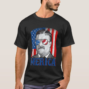 Camiseta Theodore Roosevelt 4 De Julho Homens Usa Bandeira