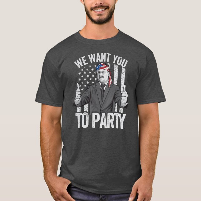 Camiseta Theodore Roosevelt 4 De Julho Men American USA (Frente)