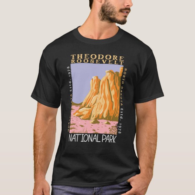 Camiseta Theodore Roosevelt National Park Retro Distestido (Frente)