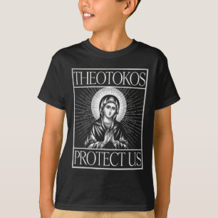Camiseta Theotokos nos protege cristão ortodoxo Santa Maria