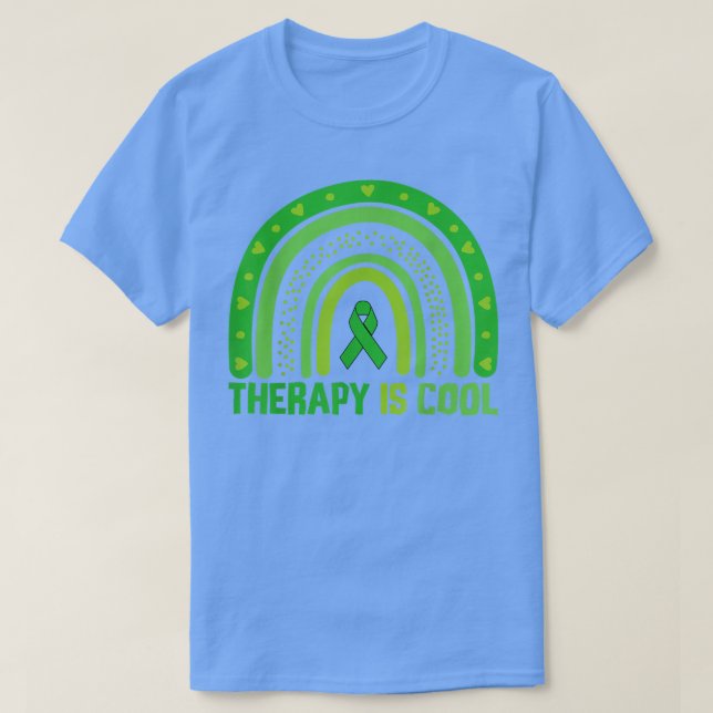 Camiseta Therapy Is Cool Mental Health Awareness Rainbow Gr (Frente do Design)