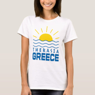 Camiseta Therasia Grécia Brilho Do Sol E Ondas Do Mar Femin