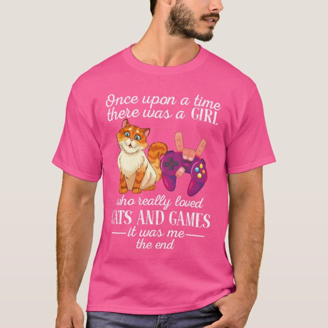 Camiseta There Was A Girl Who Really Loved Cats And Games g (Frente)