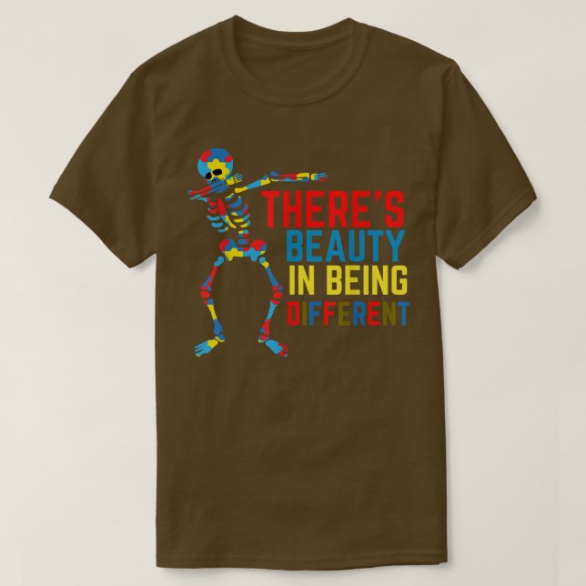 Camiseta There's Beauty in Being Different Dabbing Skeleton (Frente do Design)