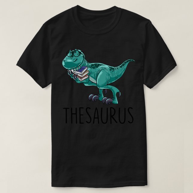 Camiseta Thesaurus Dino Livros Engraçados Bibliotecário TRe (Frente do Design)