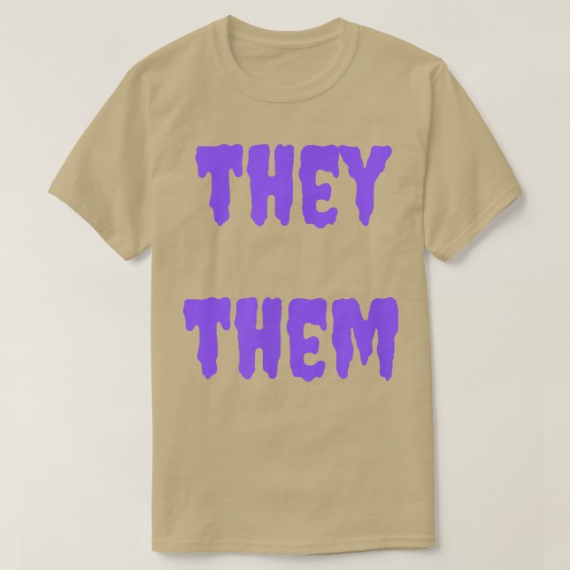 Camiseta They Them Nonbinary Pronouns Halloween Spooky Purp (Frente do Design)