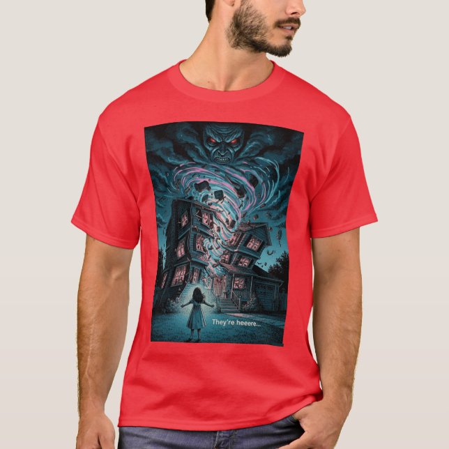 Camiseta Theyre Here Reimagined Poltergeist Horror Poster f (Frente)